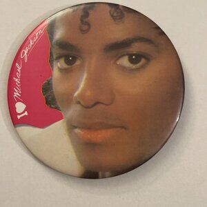 Vintage I Love Michael Jackson Large Pink Button Pin Pinback PB16B